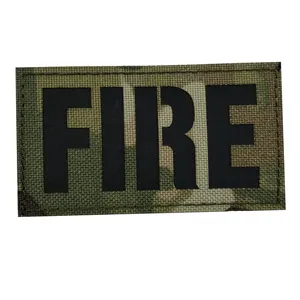 FIRE Multicam US Patch reflektif nilon reflektif lambang tambalan Hook Loop untuk pakaian