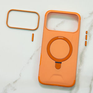 Coque magnétique antichoc fine et robuste avec support anneau métallique rotatif à 360° couleur <span class=keywords><strong>orange</strong></span> pour iPhone 18 17 Pro Max 16 15 14 13 Air - Product Image 5