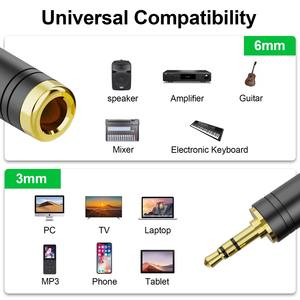 <span class=keywords><strong>Adaptador</strong></span> de Audio Premium de Latón Chapado en Oro con Conector Macho de <span class=keywords><strong>3.5</strong></span> mm y Hembra de <span class=keywords><strong>6.3</strong></span> mm, para Auriculares, Altavoces, Guitarra - Product Image 3