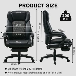 Sedia da Ufficio Direzionale Resistente, Capacità 200kg, <span class=keywords><strong>Poltrona</strong></span> Direttore Nera di Grandi Dimensioni, Schienale Alto Ergonomico, <span class=keywords><strong>Poltrona</strong></span> Girevole Premium - Product Image 5