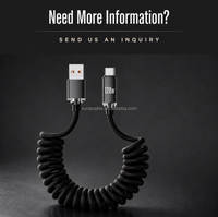 Kabel Spiral untuk Mobil Gaming 120W Pengisian Daya Super Cepat USB Tipe C Kabel Nilon Terjalin untuk Ponsel Tablet Perjalanan Kantor