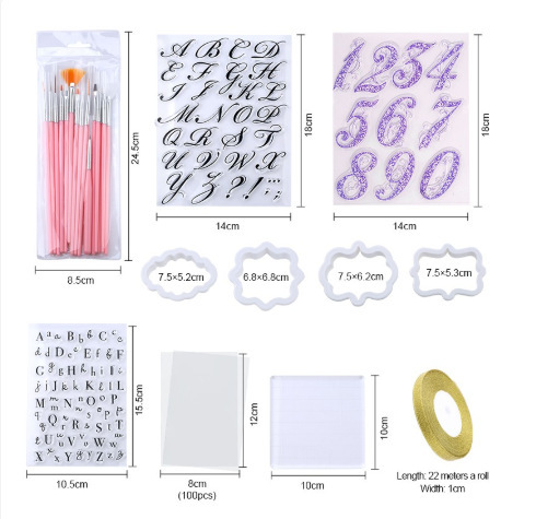 Оптовая продажа торт украшения набор инструментов с изображением букв алфавита для нарезки печенья в виде тиснения штамп Fondant (сахарная) резак Кондитерские инструменты аксессуары