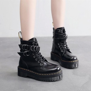 British thick-soled 8-hole locomotive <b>boots</b> with side zippers and round snap fasteners women's short <b>boots</b> work <b>boots</b> - Product Image 3