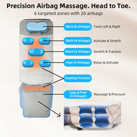 Tapis de massage à compression d'air pour le corps entier avec chauffage multi-zones et enveloppement complet des jambes et des pieds pour la maison, vente en gros, OEM