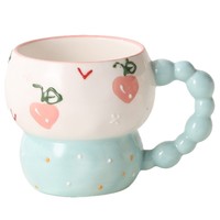 Mug en verre créatif peint à la main, gaufré, résistant à la chaleur, motif dessin animé, compatible micro-ondes, résistant aux hautes températures, pour petit-déjeuner de mariage, lait