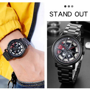 Reloj de cuarzo impermeable para hombre con diseño de rueda genial, esfera giratoria hueca de 360 grados, correa de acero inoxidable, reloj de pulsera deportivo informal. - Product Image 6