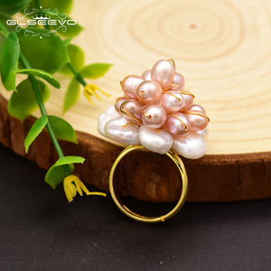 925 <strong>Sterling</strong> <strong>Silver</strong> Natural Fresh Water Baroque Pink Pearl Flower <strong>Adjustable</strong> <strong>Ring</strong> for Women Wedding - Product Image 2
