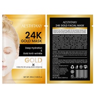 AESTHTANY Masque Facial Luxe Or 24K 25ml*10 Nourrissant, Débouche les Pores, Améliore les Pores Dilatés et la Peau Terne pour Tous Types de Peau