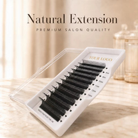 Extensions de cils naturels ultra-volumineuses de qualité supérieure, double racine, modèle L90, en plateaux individuels, marque privée