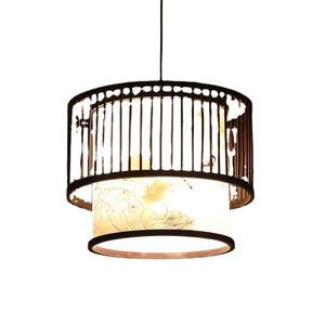 Lámpara colgante LED E27 redonda estilo jaula de pájaros de estilo chino para sala de estar, dormitorio, comedor, decoración del hogar - Product Image 1