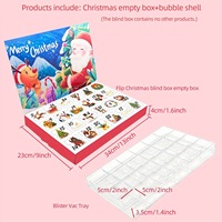 Calendrier de l'Avent de Noël en gros, boîte surprise à 24 compartiments, en papier couché, boîtes rigides en plastique recyclable, magnétiques