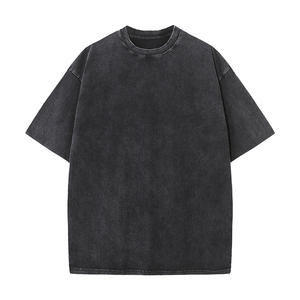 LEDUO高品質ODM 250gsm メンズ100%コットンTシャツ 無地ヴィンテージデザイン ヘビーニットジャージー ルーズフィット ウォッシュドTシャツ メンズ向け - Product Image 1