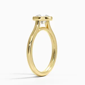 Bague de fiançailles solitaire en or massif 10k 14k avec diamant de laboratoire IGI 2 carats D VS1 serti clos, bijoux fins - Product Image 2