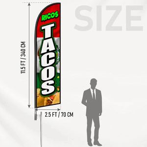 2.5*11.5 FT TACOS RICOS High Quality Custom Feather <b>Flags</b> Beach <b>Flag</b> for Beach Party and Advertising Promotions - Product Image 2
