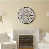 Nkandywind — horloge murale surdimensionnée 60CM, grande, en bois et en métal, décoration de ferme moderne rustique, pays français