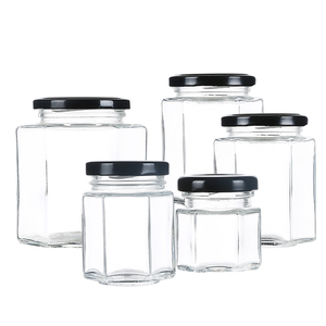 Bán Buôn Sáu Cạnh Dưa Chua Jar Lưu Trữ Chai Mật Ong Chai Thủy Tinh Với Màu Đen Tinh Thần Nắp - Product Image 2