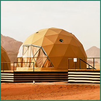Tente de glamping de luxe, dôme géodésique extérieur avec salle de bain, préfabriquée, quatre saisons, toile PVC, type à armature droite, 2 personnes