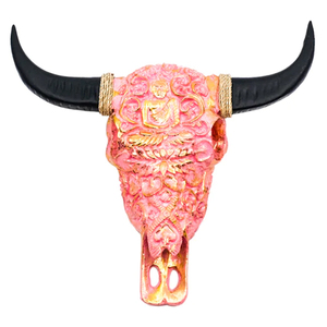 Cuerno de calavera tallado a mano para decoración de pared, colgante o de pie, cabeza de toro de búhos - Product Image 2