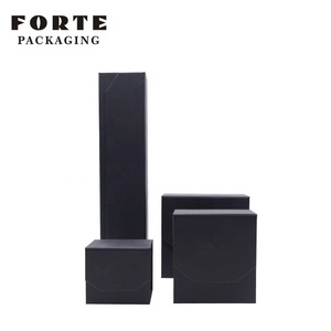 FORTE Flip-top Magnetic Suction Leatherette Paper Jewelry Packaging <b>Black</b> Ring <b>Box</b> Leather Jewelry Gift <b>Box</b> - Product Image 2