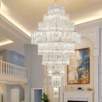 Lustre suspendu de luxe en cristal K9 doré de grande taille pour villa, escalier, salle de banquet, hall d'hôtel, couloir de mariage