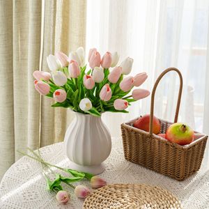 ดอกทิวลิปประดิษฐ์ CallaFloral ช่อมินิสีชมพูขาว ตกแต่งแจกันสำหรับบ้าน งานแต่งงาน สไตล์อินส์ - Product Image 1