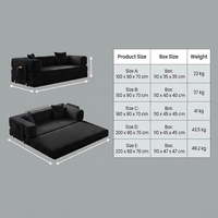 Ensemble de canapé-lit modulaire compressible en tissu éponge avec matelas de sol et revêtement en velours côtelé pour salons
