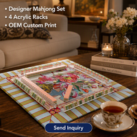 Support de rangement portable pour tuiles de mahjong en acrylique, moderne, luxueux, écologique et durable, ensemble de 4 pièces