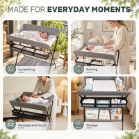 Table à langer portable robuste en acier thermolaqué avec mécanisme de pliage rapide à une traction, pour bébé