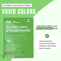 Papier autocollant en vinyle PP pour imprimante jet d'encre A4, imperméable, résistant aux déchirures, feuilles d'étiquettes imprimables pour emballages personnalisés, bricolage