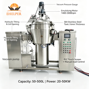 Cuve de cuisson industrielle <span class=keywords><strong>pour</strong></span> la transformation du houmous et du fromage, à chauffage électrique, avec agitateur à spatule et émulsifiant sous vide <span class=keywords><strong>pour</strong></span> la fabrication de sauces - Product Image 6