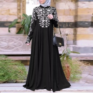 Abayas Kimono de Bangladesh para Mujer Burka Vestido con Estampado Árabe Fiesta Dubái Abaya Turca Caftán Ropa Islámica Vestido Musulmán para Mujer - Product Image 5