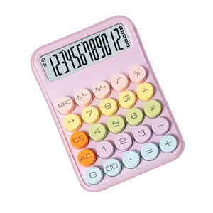 New Design 12 Digits Sugar Cube Button Electronic Calculator White For Student Calculator With Fashion Mechanical