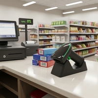 Lecteur de codes QR 2D sans fil avec technologie d'imagerie CMOS, interface ABS COM, haute efficacité, noir, garantie 1 an