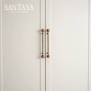 Santaya 古董拉丝黄铜拉手 厨房橱柜拉手 卧室衣柜抽屉把手 实木家具拉手 - Product Image 4