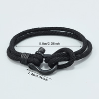 Bracelet en fer tressé simple unisexe Euro-Américain, avec fermoir en U à nœud noir, tendance, mode, luxe léger