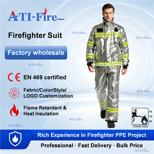 Tenue de <span class=keywords><strong>pompier</strong></span> en aluminium EN469 avec <span class=keywords><strong>casque</strong></span> NOMEX, ensemble EPI en aramide, fourniture en gros d'usine chinoise, équipement uniforme de <span class=keywords><strong>pompier</strong></span> - Product Image 2