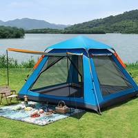 Tente de camping automatique à double couche pour 3-4 personnes, imperméable, portable, avec ventilation en maille, abri extérieur quatre saisons