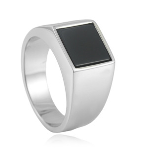 <b>Titanium</b> Steel Square <b>Ring</b> Bezel Setting Unisex Fashion Jewelry Gift 24027 - Product Image 1