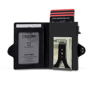 Casekey Cartera de Cuero de Alta Calidad, Tarjetero Delgado con Expulsión Automática, Mini Cartera de Negocios para Tarjetas Bancarias y de Crédito, Dompet Beallery Plegable - Product Image 1