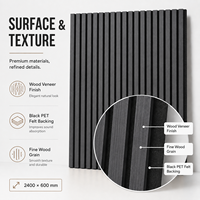 Panneau mural acoustique en MDF à finition grain de bois noir MORLENX, absorbant le son, pour cinéma, bureau, intérieur