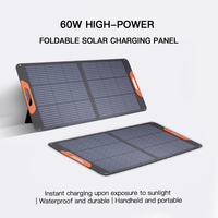 Panel Surya Lipat 60W PERC dengan Output USB-C/USB-A/DC, Tahan Air IP67, Charger Portabel untuk Ponsel, Power Station, Camping, OEM