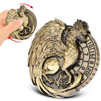 Ensemble de dés en métal griffon bronze vintage, dés polyédriques gravés pour les jeux de rôle Dungeons and Dragons, jeux de société de table, objets de collection