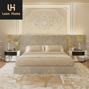 High End grande testiera <span class=keywords><strong>letto</strong></span> <span class=keywords><strong>matrimoniale</strong></span> Custom oro acciaio inossidabile <span class=keywords><strong>letto</strong></span> in pelle di lusso moderna camera da <span class=keywords><strong>letto</strong></span> mobili king Size <span class=keywords><strong>letto</strong></span> di lusso - Product Image 3