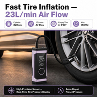Compresseur d'air portable 150 PSI, démarreur de batterie 600 A, batterie externe 8000 mAh, double alimentation, lumière LED, arrêt automatique, pour voiture d'urgence