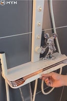 Ensemble de douche mural apparent avec robinetterie de salle de bain, système de massage dorsal intelligent à LED, couleur blanc métallisé, tendance TikTok