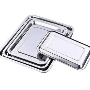 Plateau rectangulaire en acier inoxydable de 2 cm de hauteur, 4,8 cm de hauteur pour le service de nourriture, de café et de thé dans les hôtels - Product Image 4