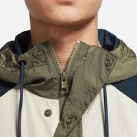 Jaket Hoodie Pria Warna-warni Anti Angin, Bahan Woven Cepat Kering, Pakaian Luar Kasual