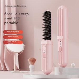 Brosse lissante sans fil en céramique rechargeable, peigne chauffant compact sans fil, brosse chauffante portable de voyage, 3 températures - Product Image 1