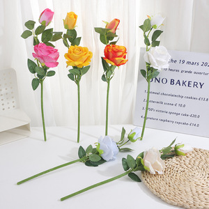 Roses artificielles en velours, branche unique, fleurs séchées, fil métallique, style moderne, décorations de mariage, Saint-Valentin, fausses fleurs - Product Image 2