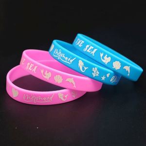 Pulsera de Silicona con Diseño de Sirena, para Eventos de Acuarios, Estilo de Dibujos Animados, Pulsera de Goma con Logotipo Personalizado e Información - Product Image 5